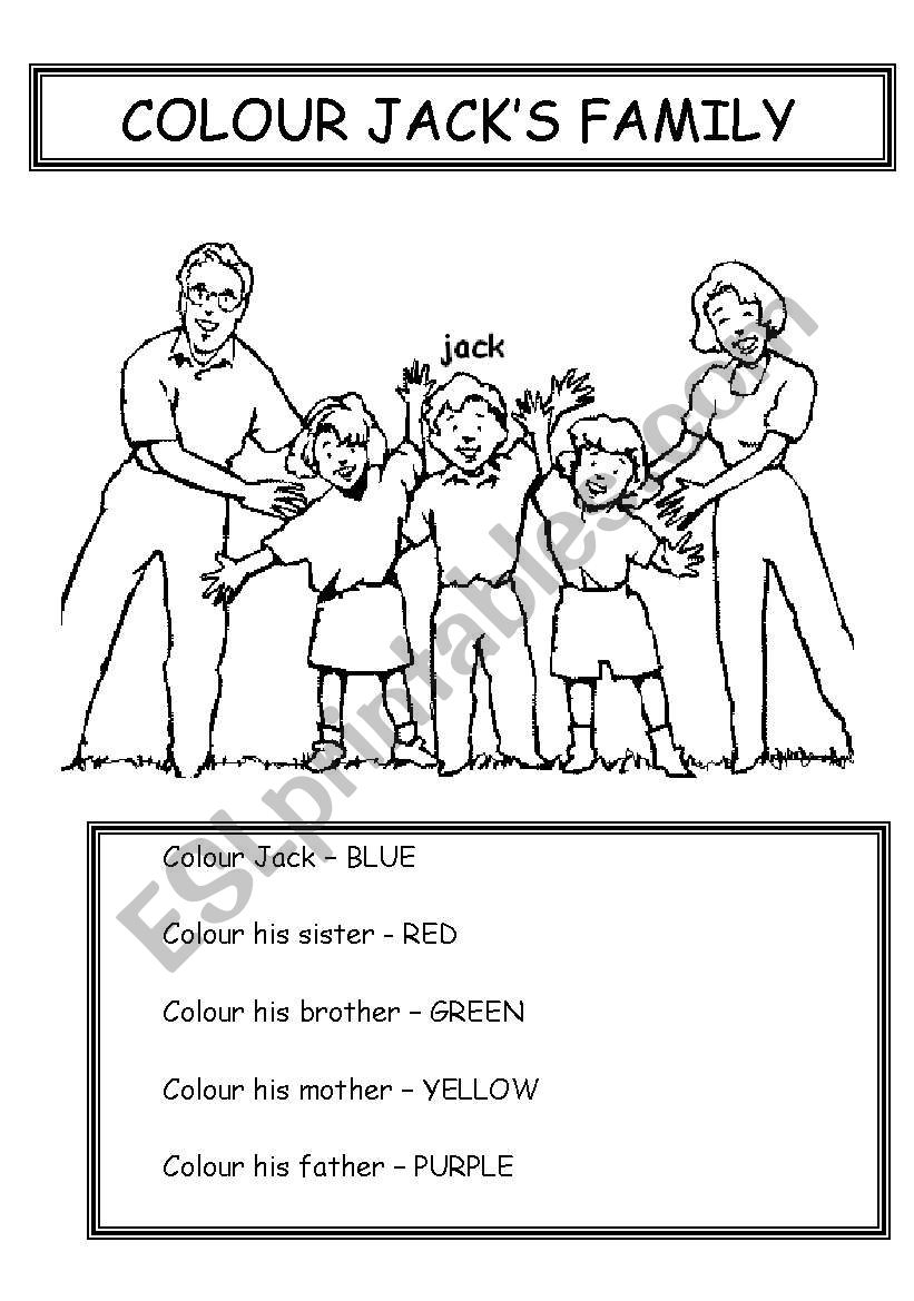 COLOUR JACKS FAMILY worksheet