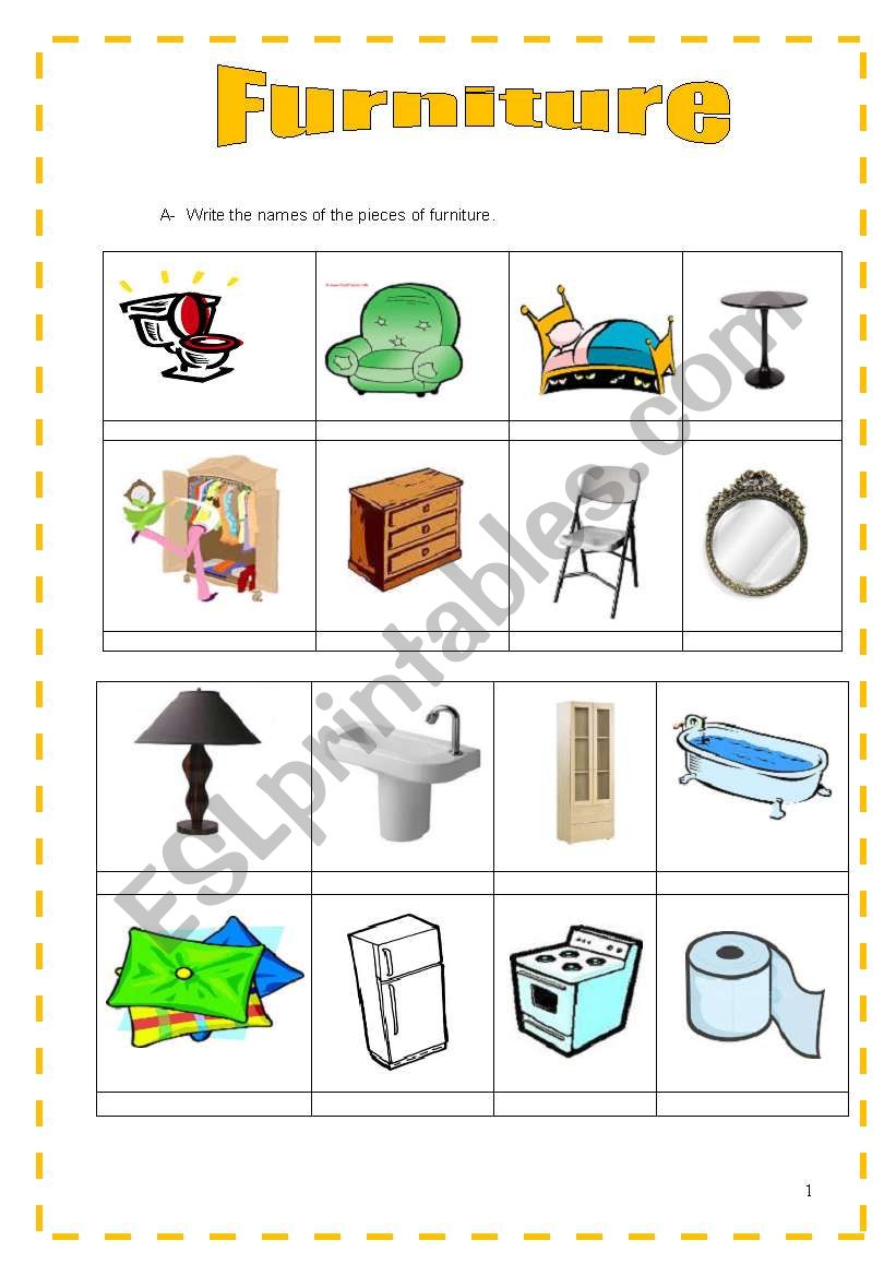 Furniture & Household Chores worksheet