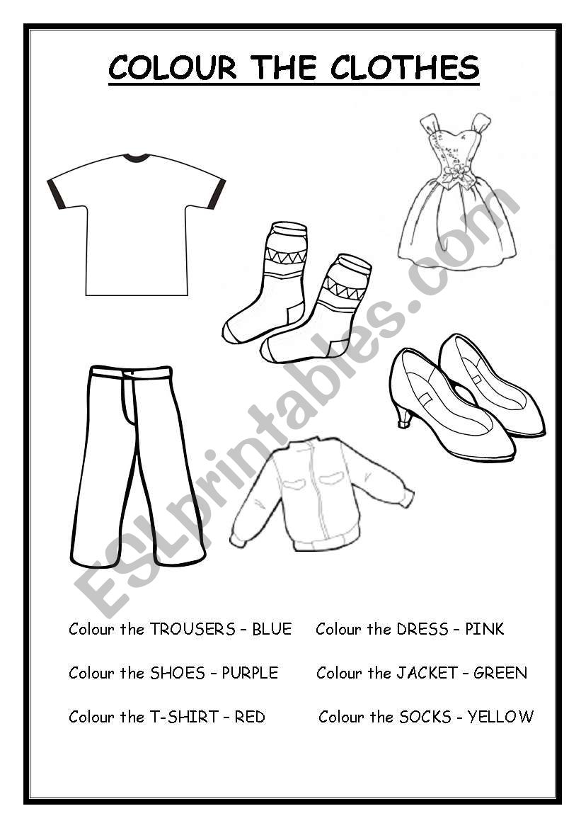 COLOUR THE CLOTHES worksheet
