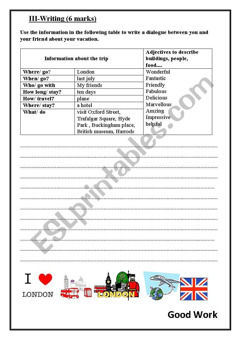 writing about london worksheet