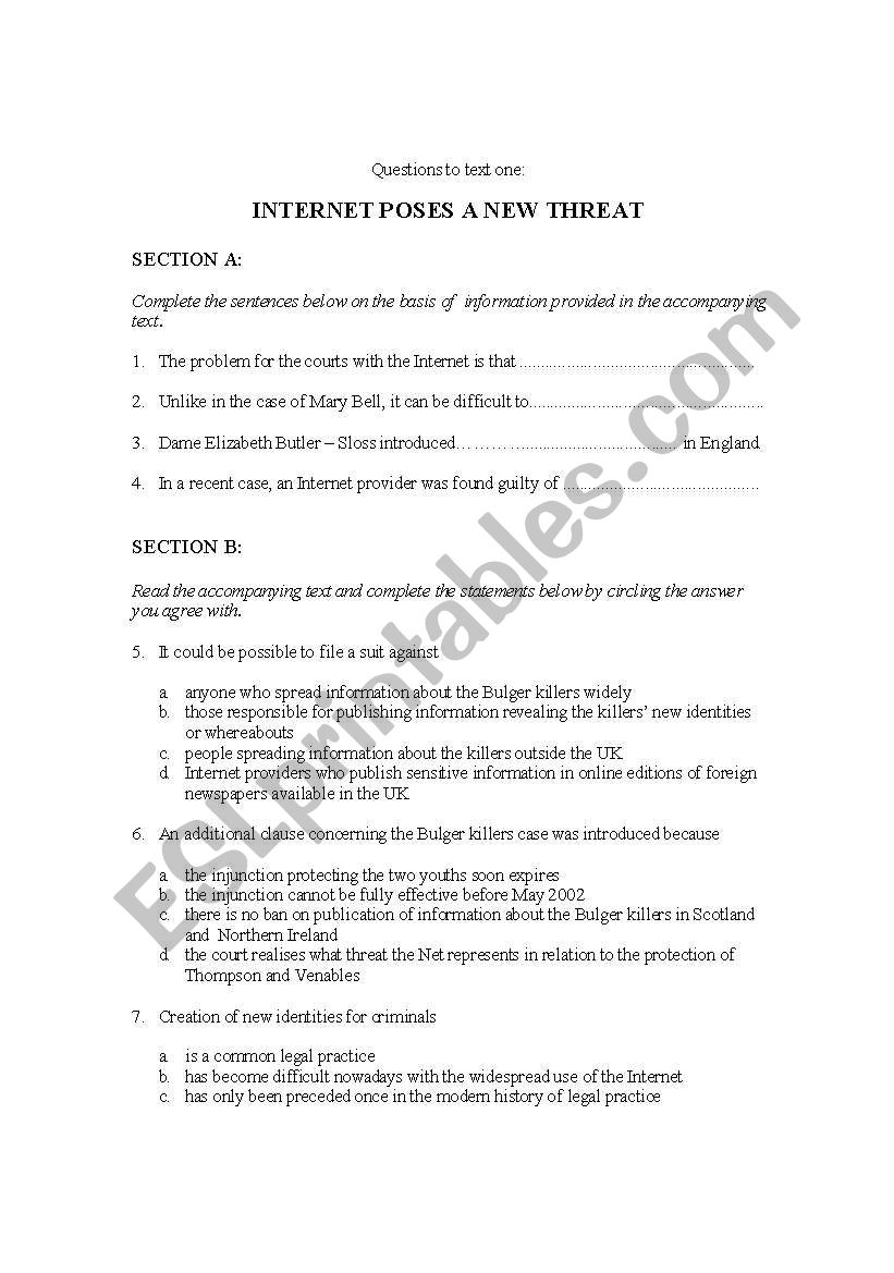 advanced reading test 2 worksheet