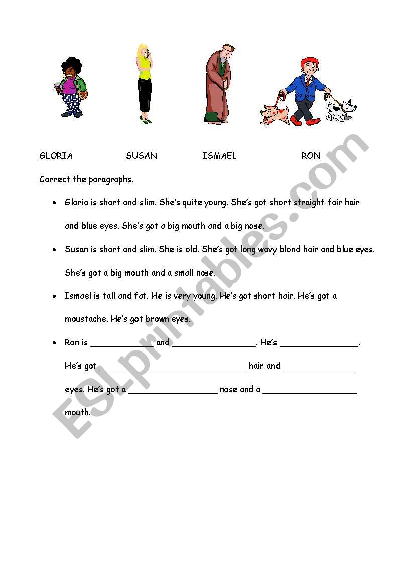 Physical description worksheet