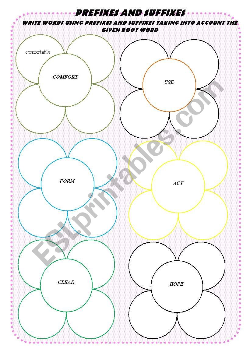 Prefixes and suffixes worksheet