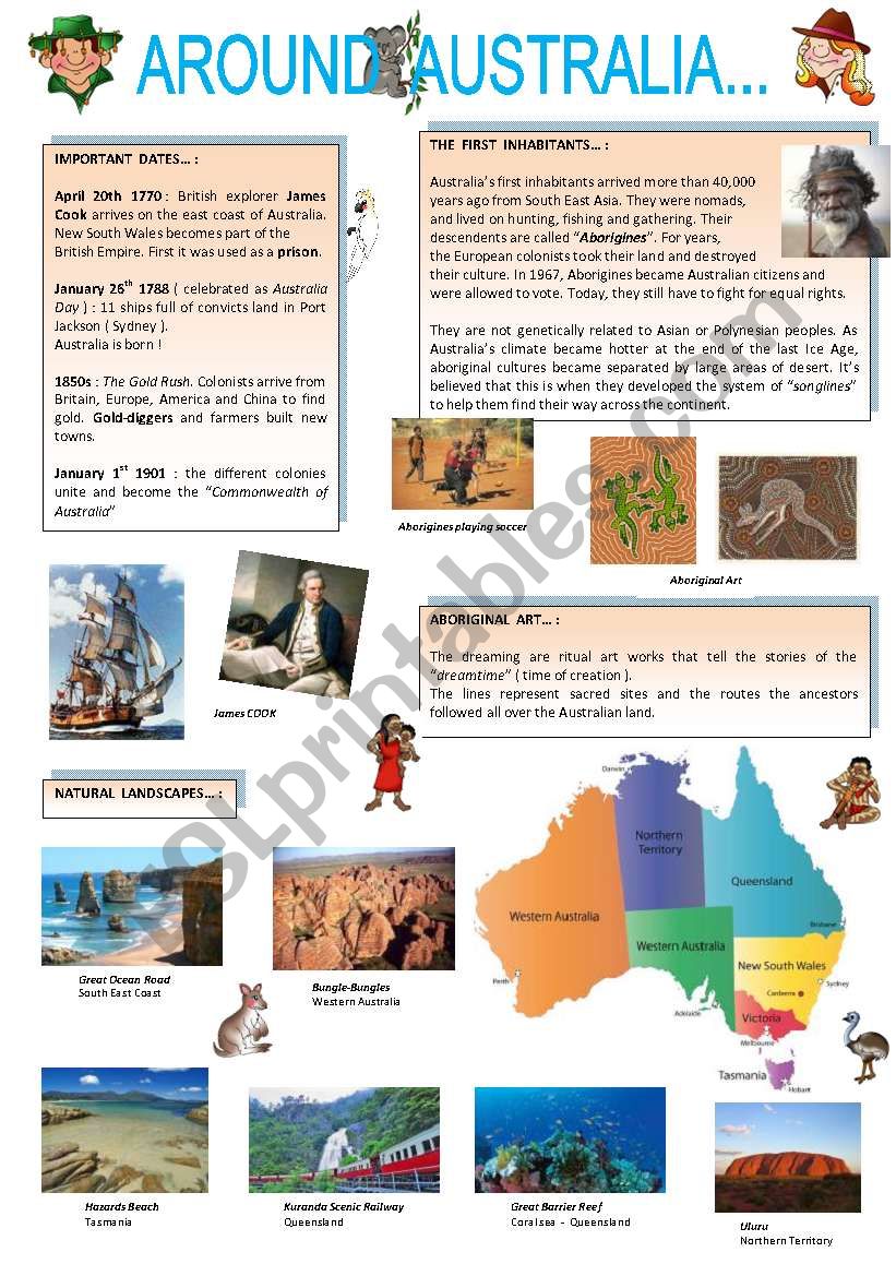 AROUND  AUSTRALIA ( part 1 ) worksheet