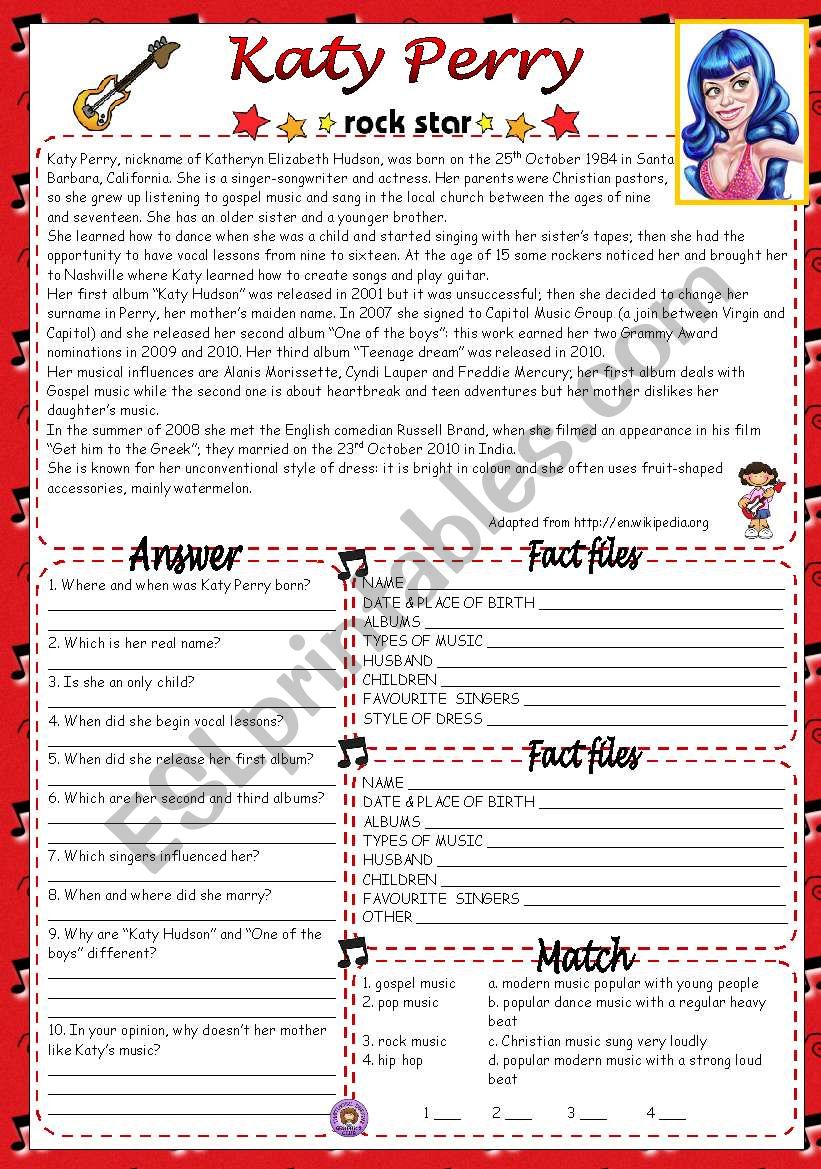 KATY PERRY worksheet