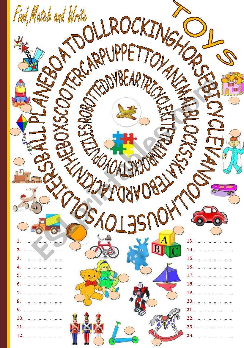 TOYS worksheet