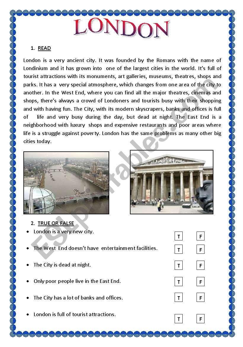 LONDON worksheet