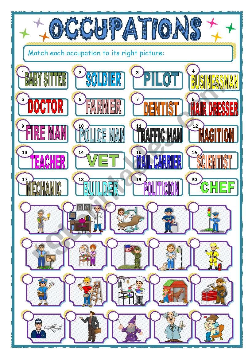 OCCUPATIONS worksheet