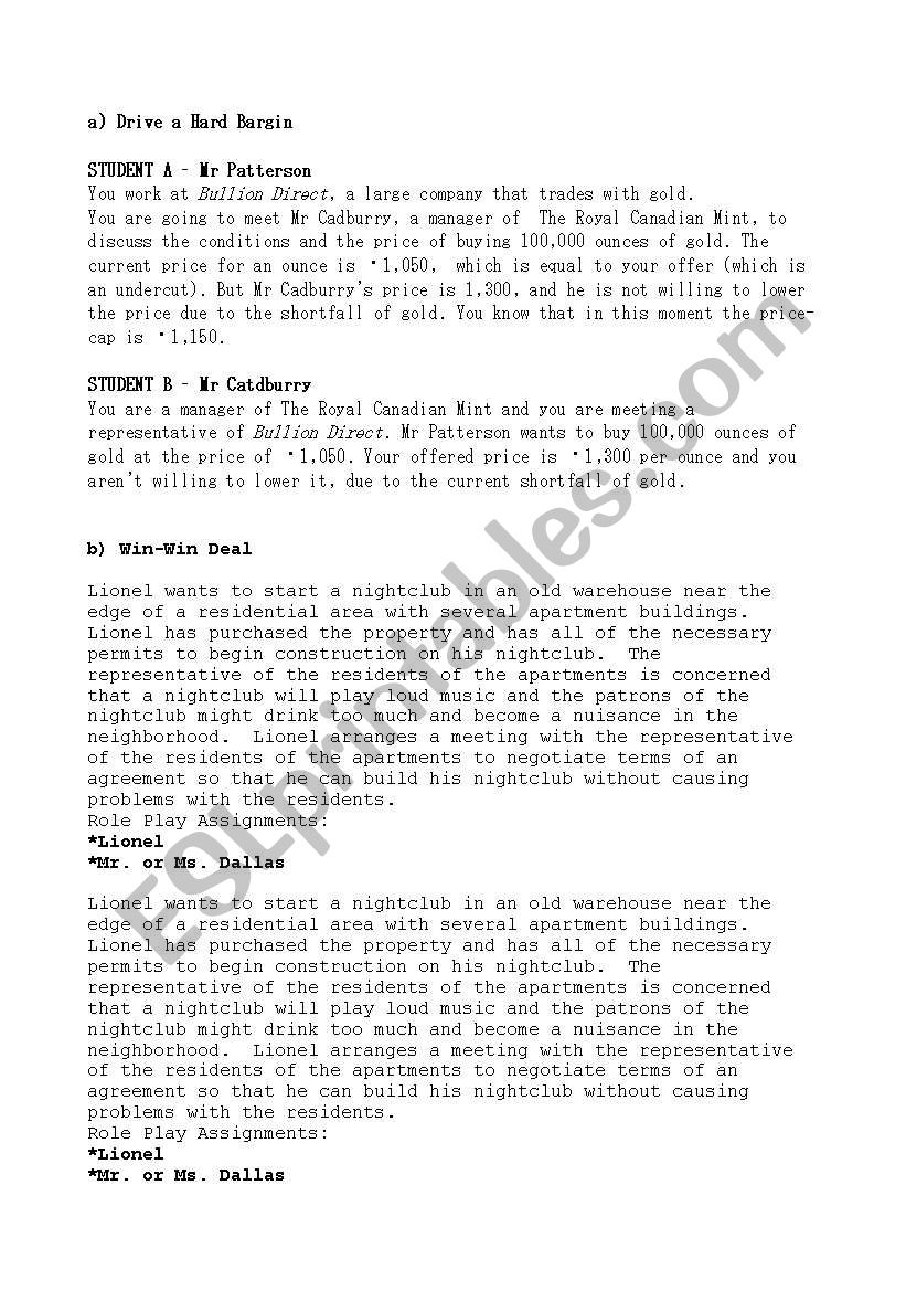 negotiation_role_play worksheet