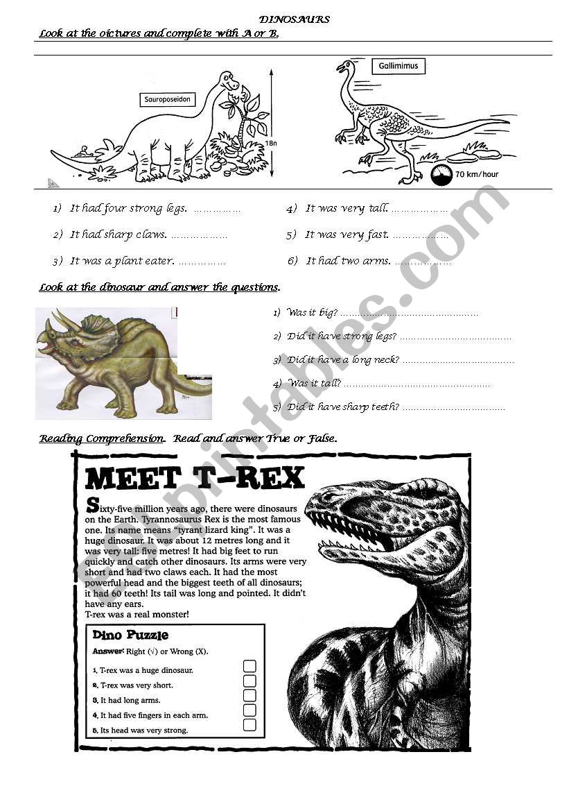 DINOSAURS worksheet