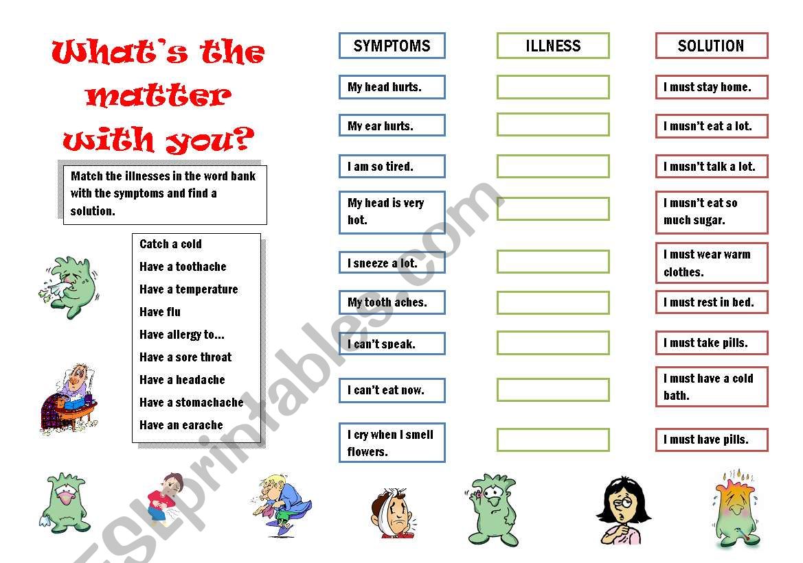 Whats the matter with you? worksheet