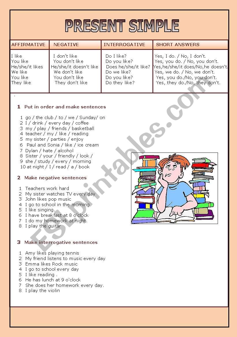 Present simple worksheet