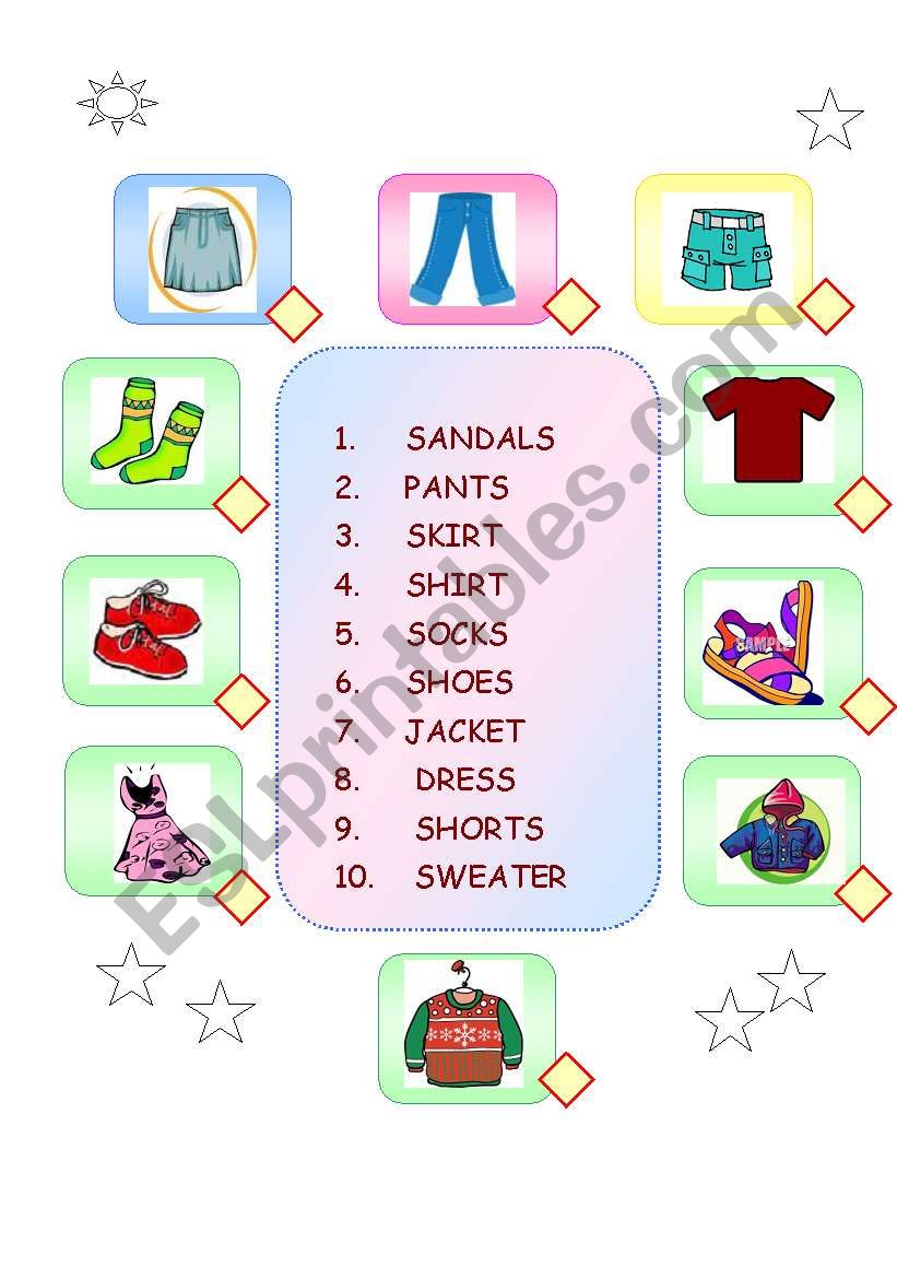 Clothing worksheet