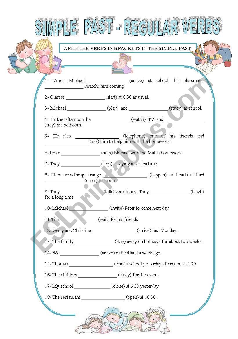 SIMPLE PAST - REGULAR VERBS worksheet