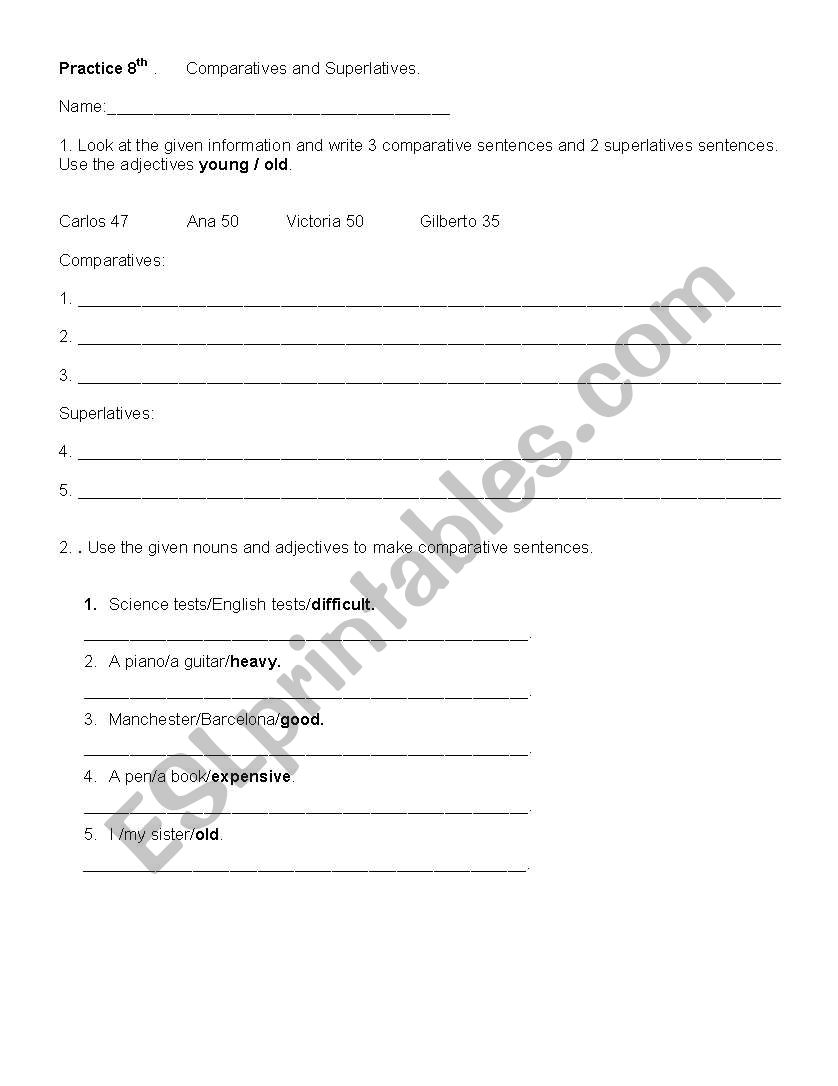 Comparative and superlative forms