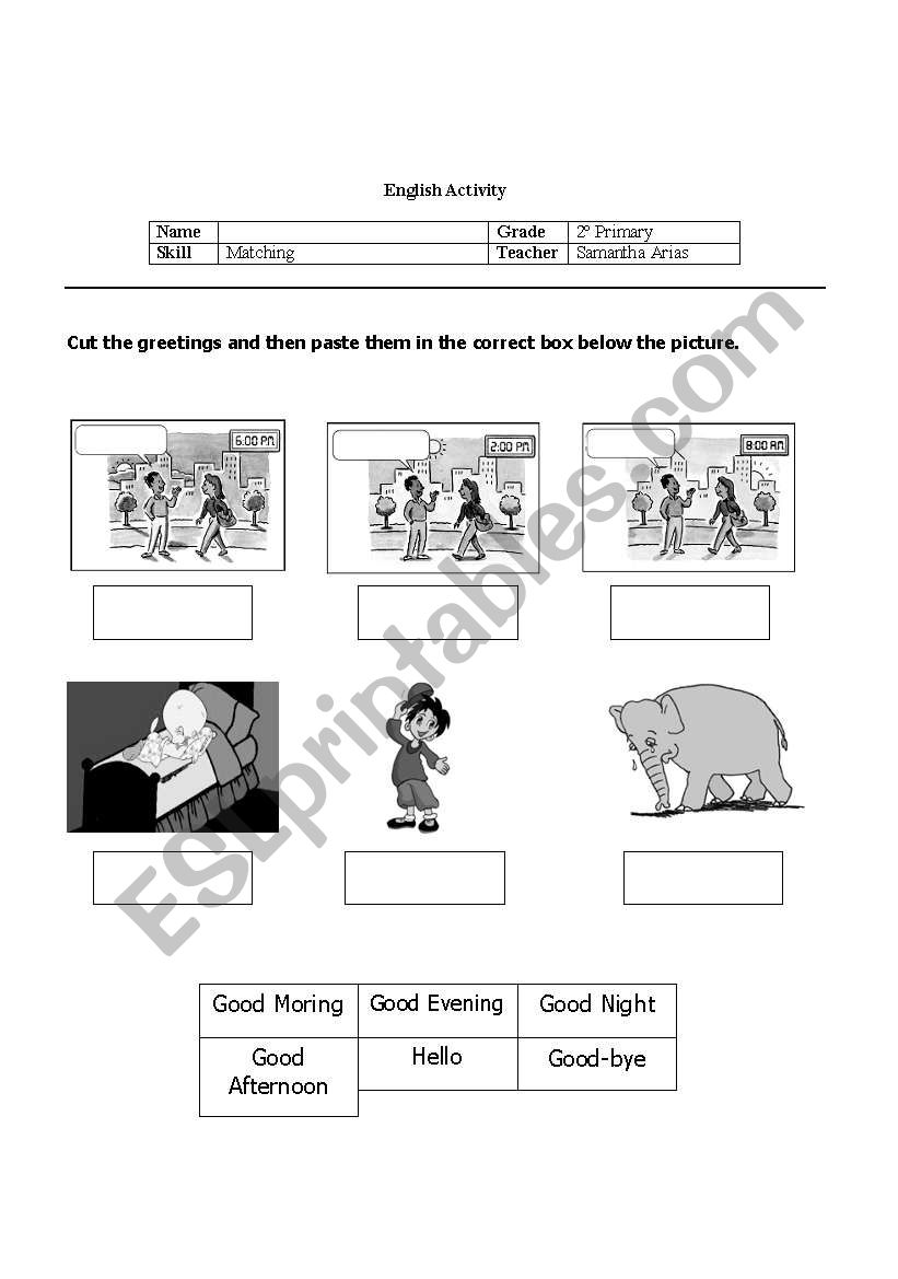 Greetings worksheet