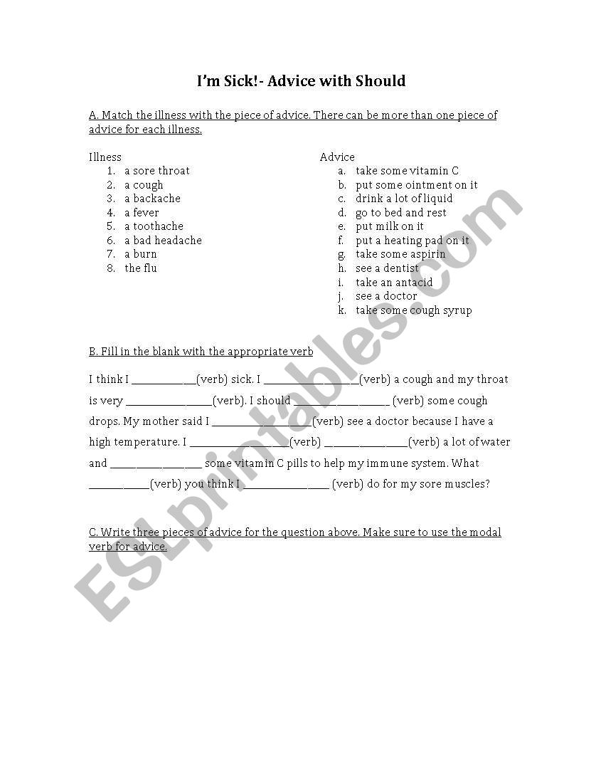 Illness Advice worksheet