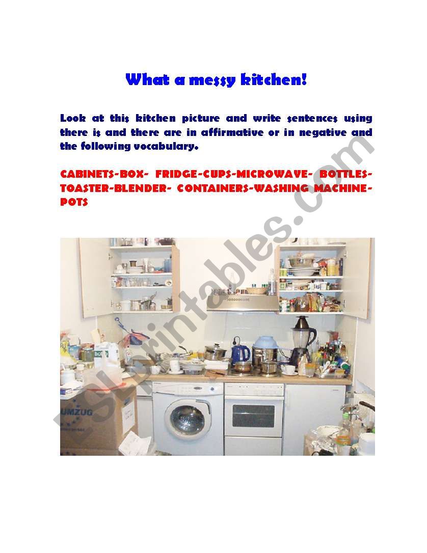 What a messy kitchen! worksheet