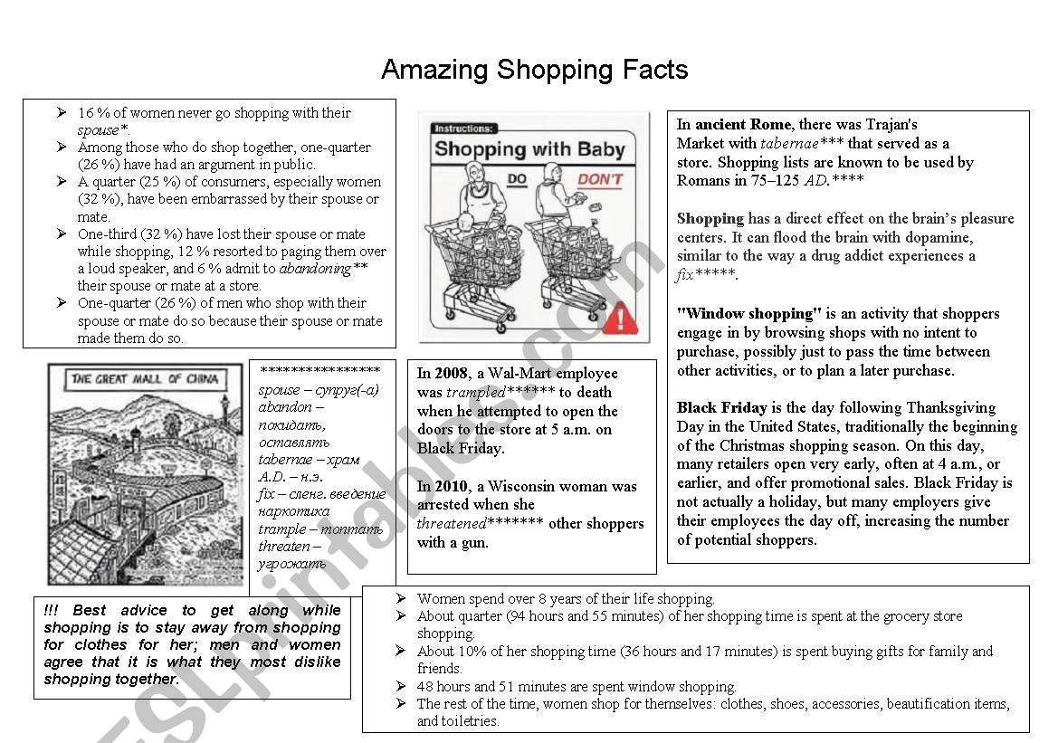 Amazing Shopping Facts worksheet