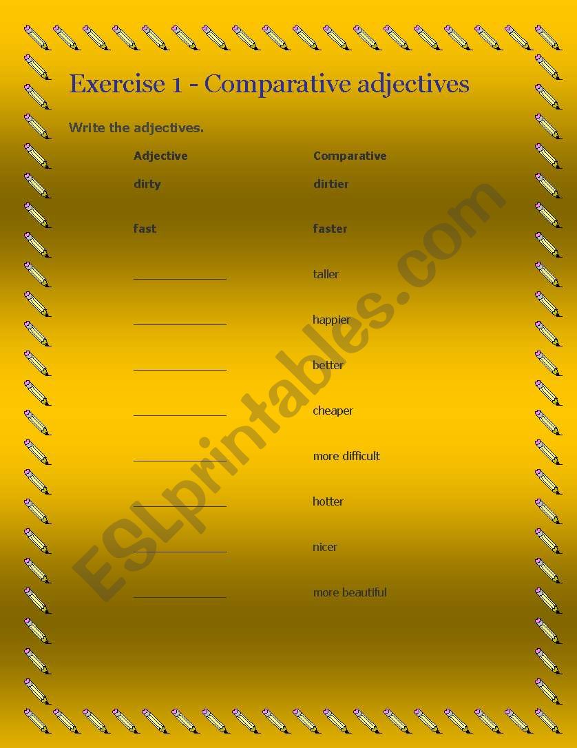 COMPARATIVES AND SUPERLATIVES worksheet