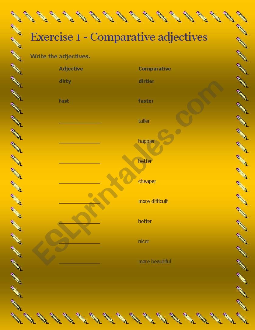 COMPARATIVES AND SUPERLATIVES worksheet