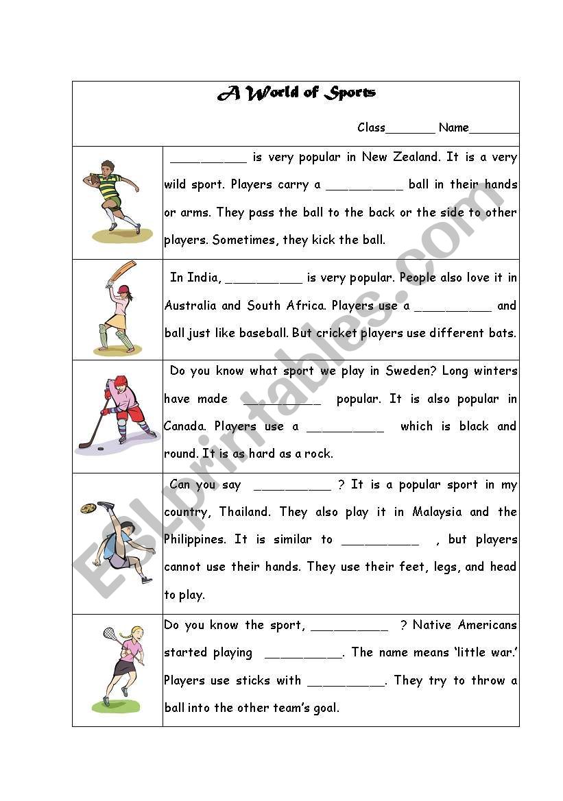 A world of sports worksheet