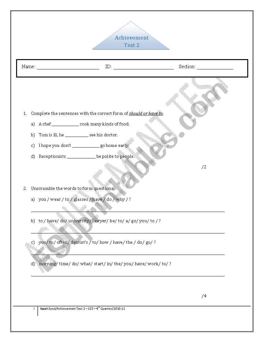 Practice Test 2 worksheet