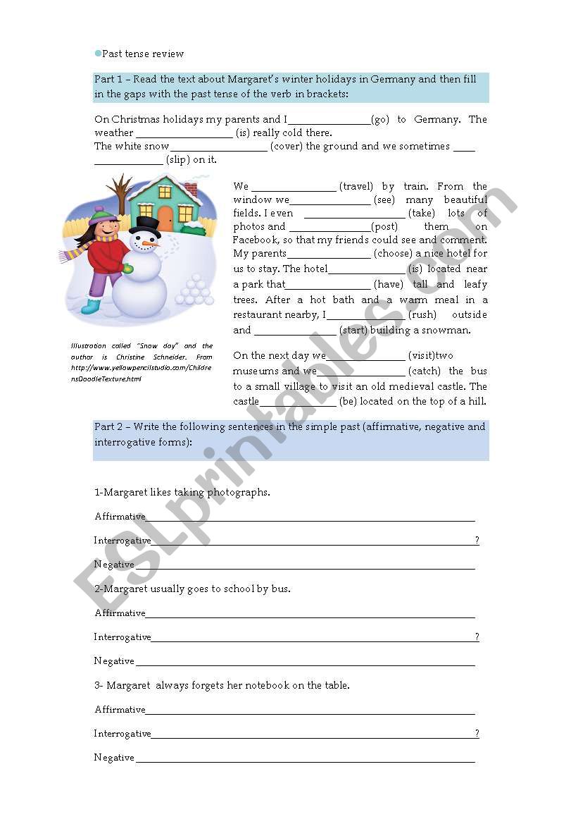 Margarets Holidays worksheet