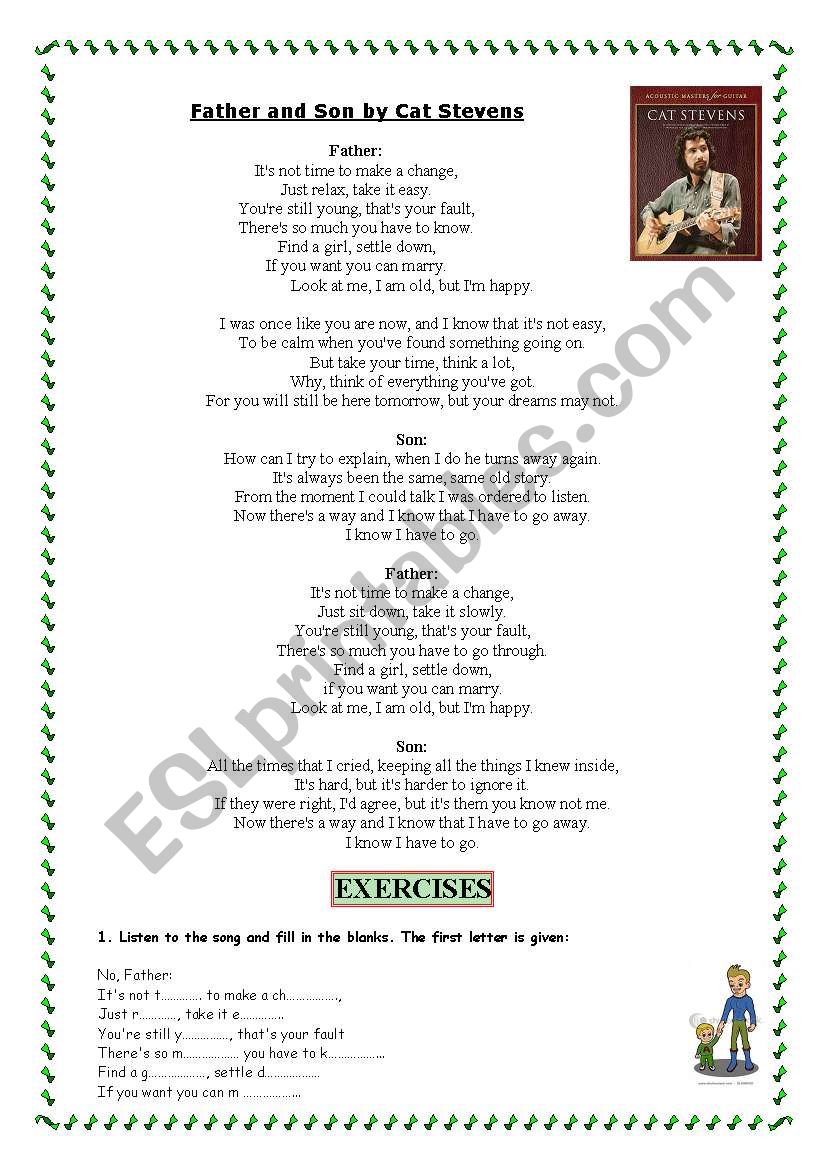 Father & Son by CAT STEVENS worksheet