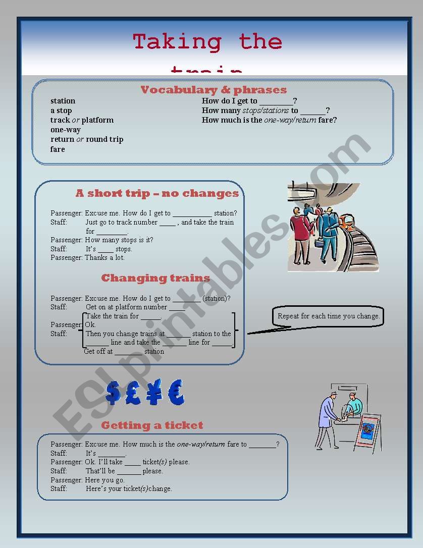 Taking the train worksheet