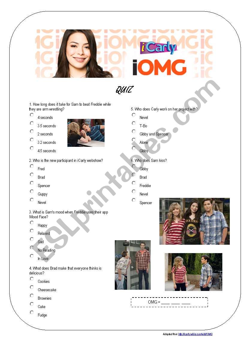 iCarly - iOMG - Quiz worksheet