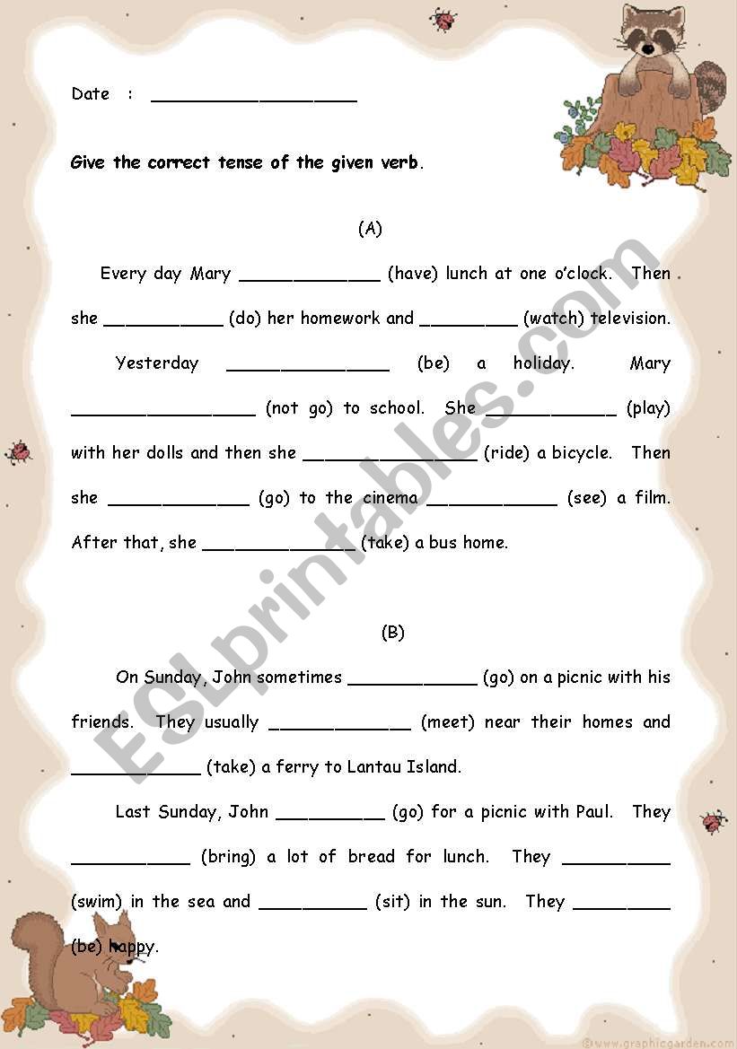 Simple Present Tense & Simple Past Tense