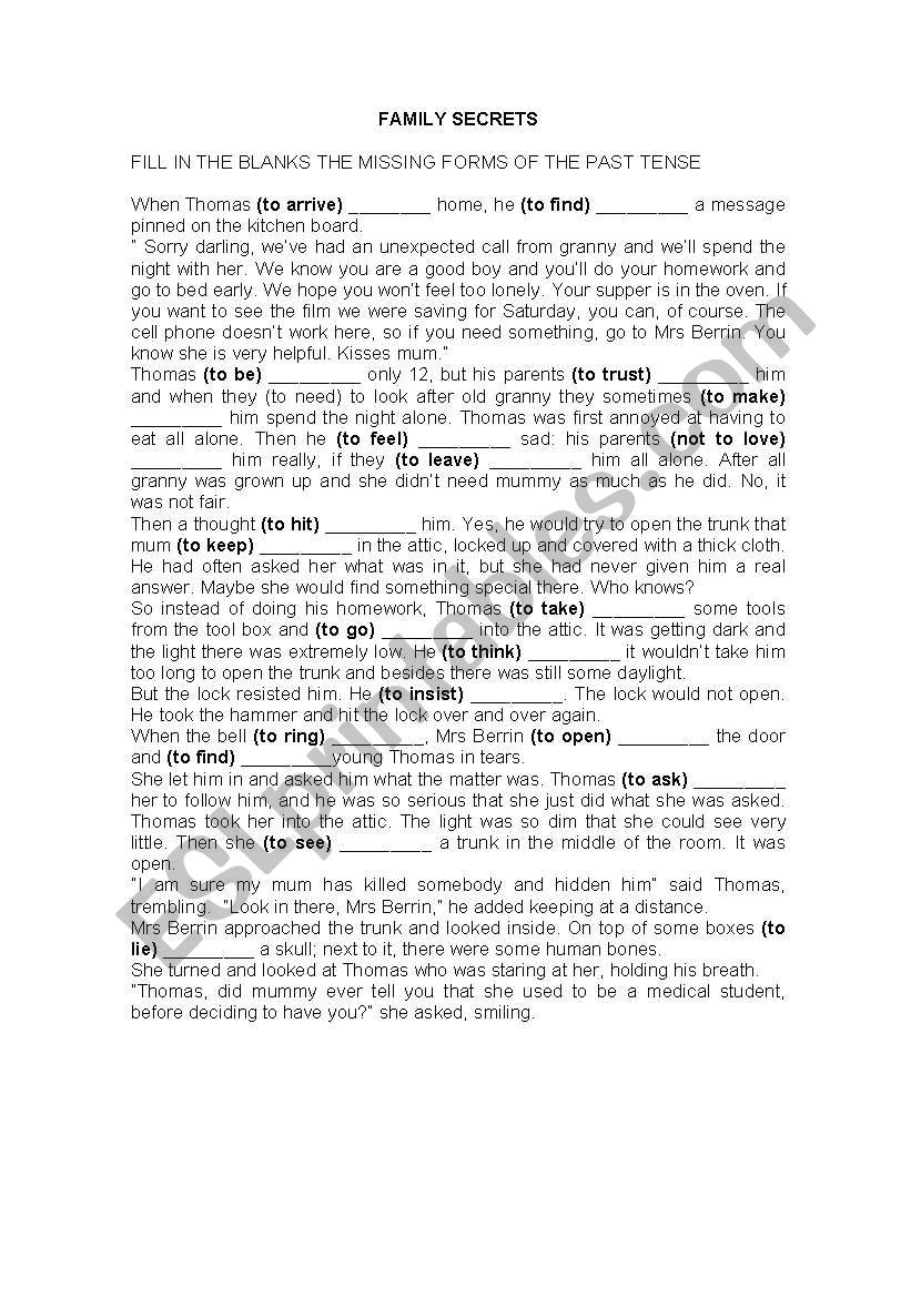 simple past  worksheet