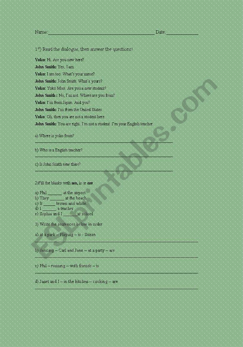 Present continuous worksheet