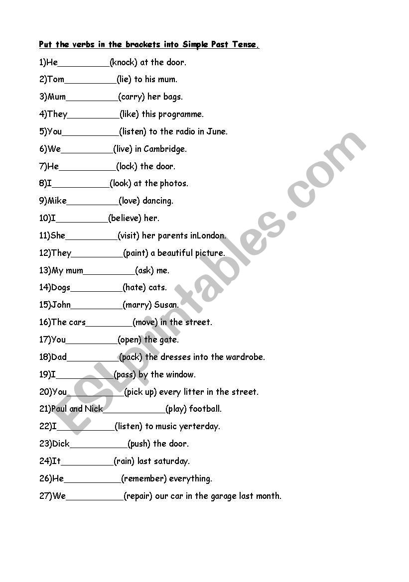 simple past worksheet