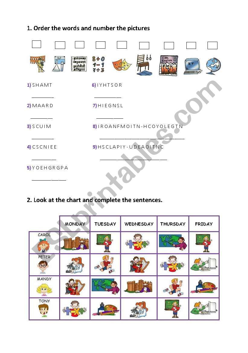 School activity worksheet