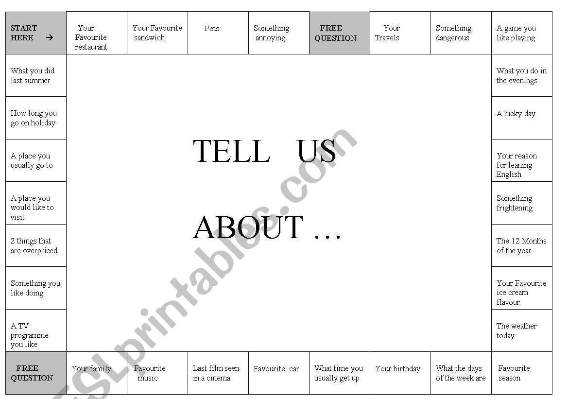 Ice breaker conversation board game