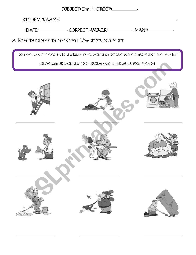 HOUSE CHORES 2 worksheet