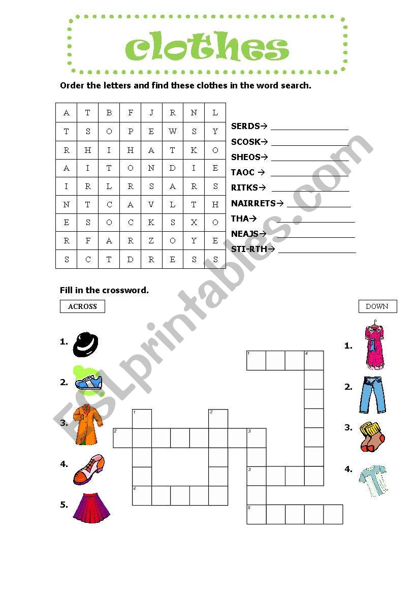 Clothes worksheet