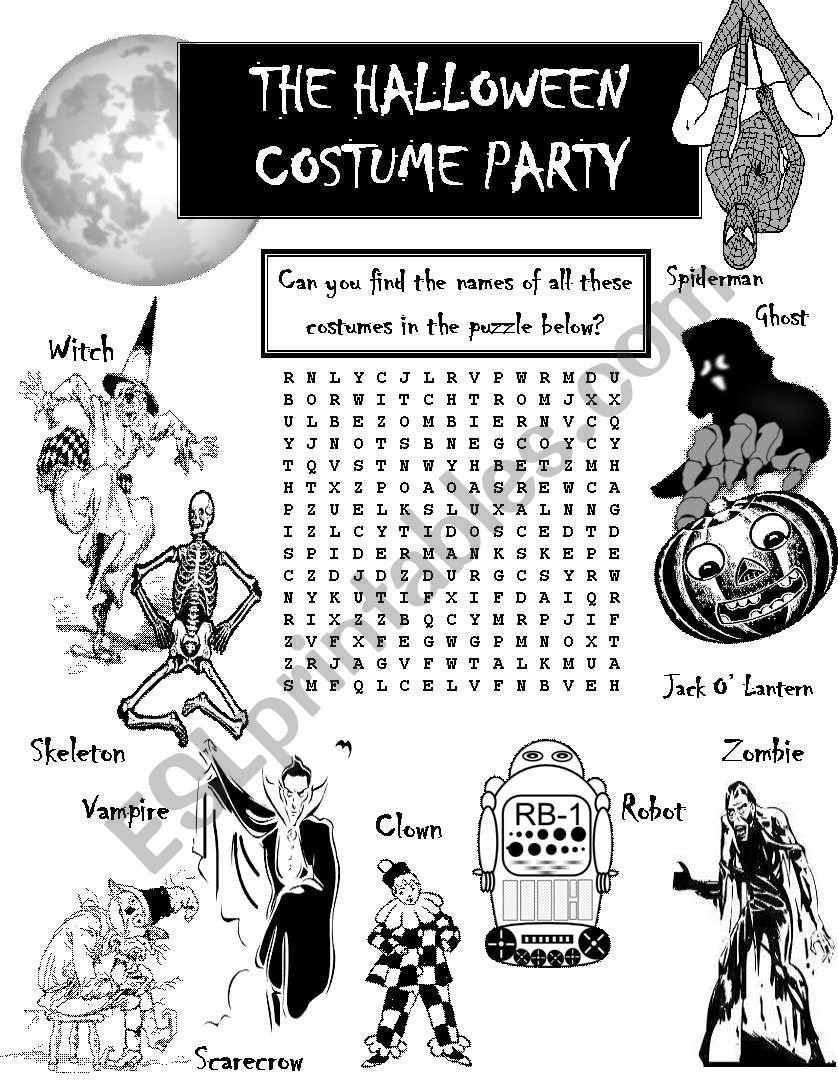 Halloween Costume Party Word search