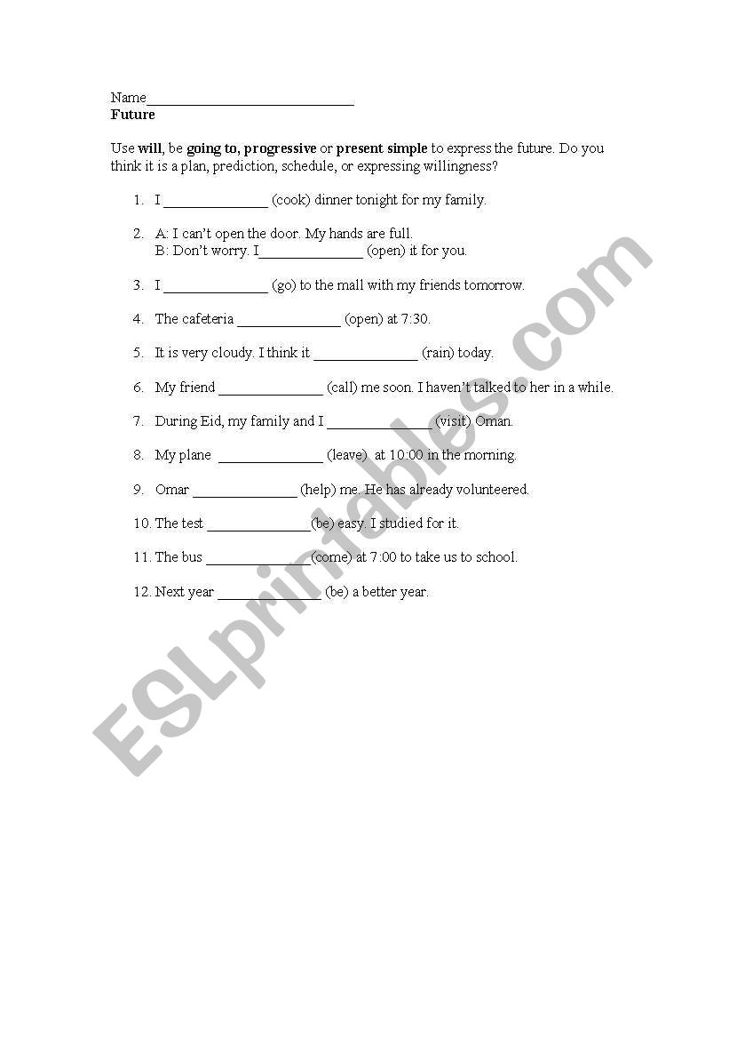 Future Simple worksheet