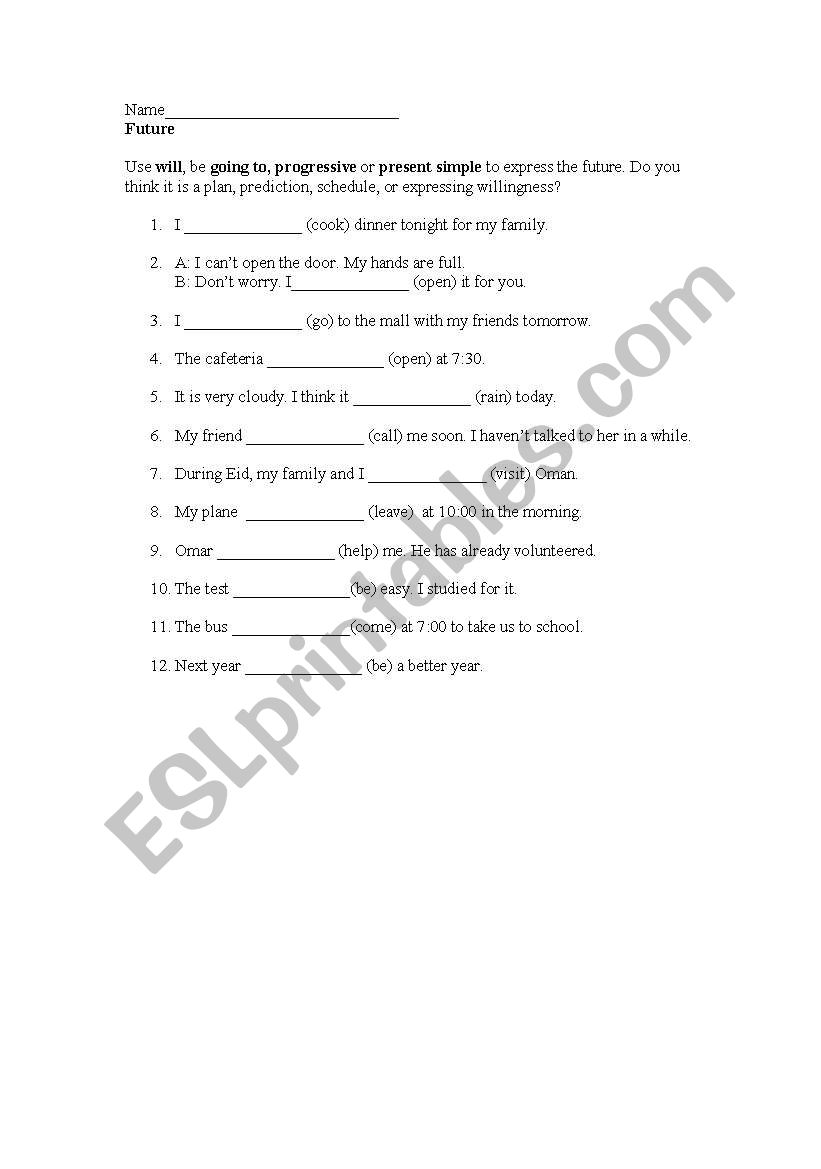 Future Simple worksheet