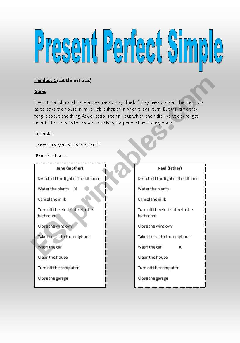 Present Perfect Simple worksheet