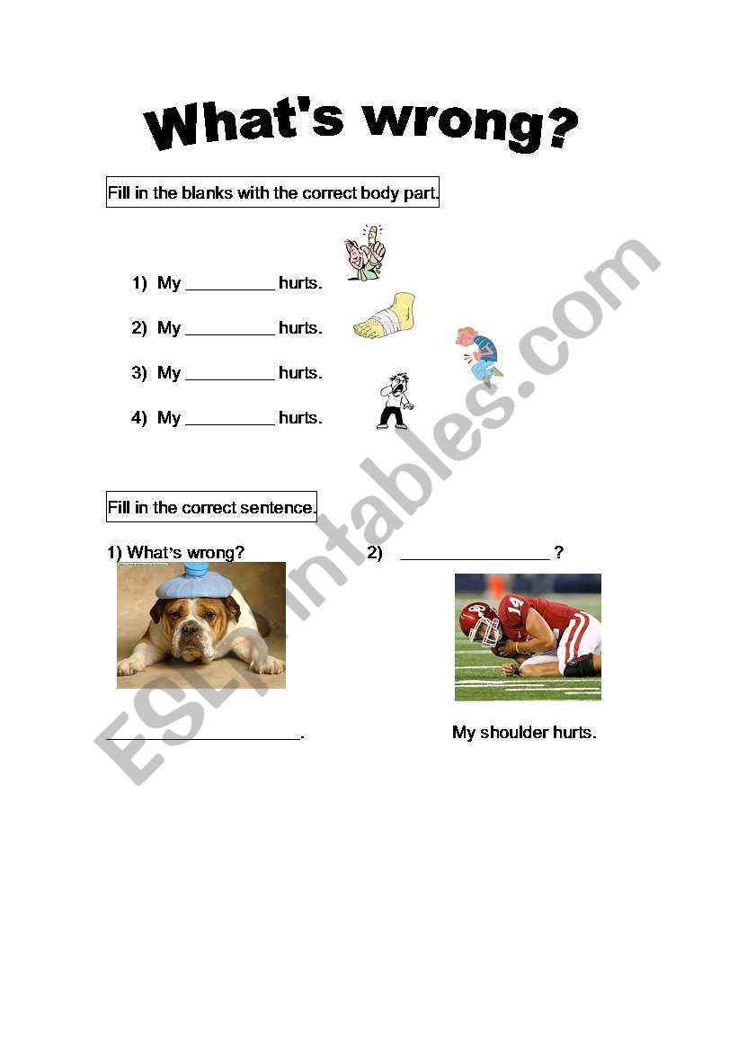 English Worksheets What´s Wrong