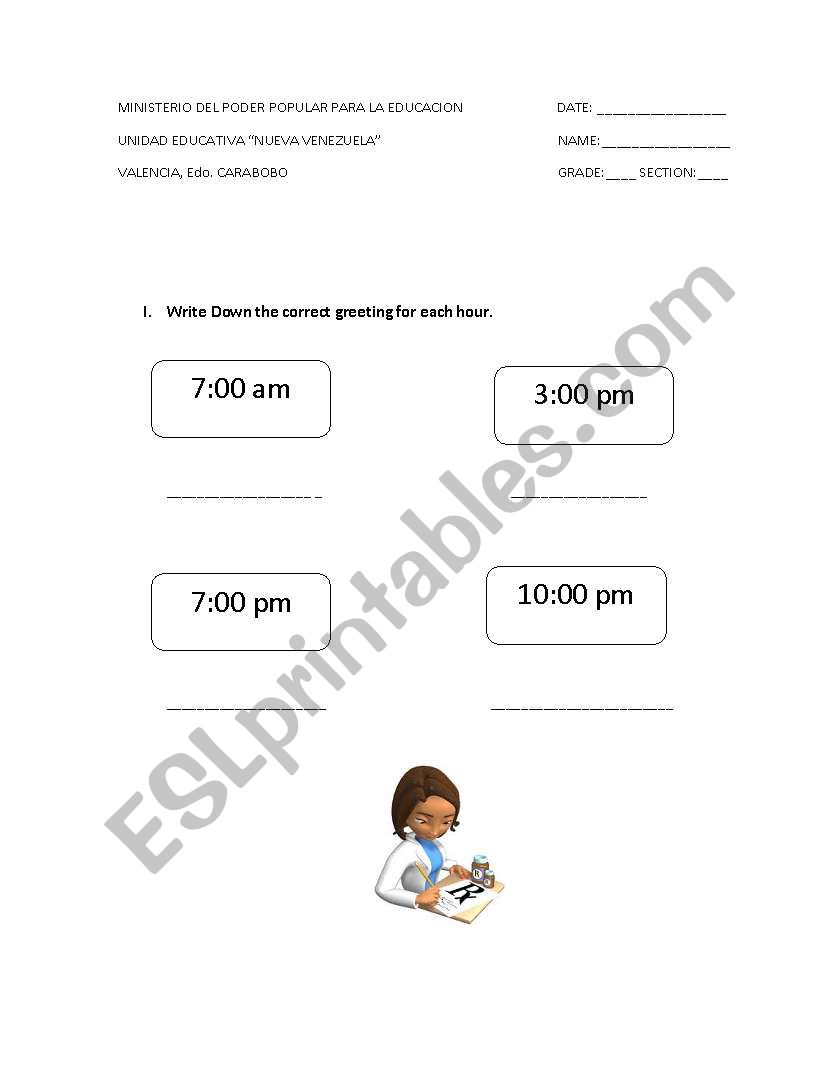 Greetings Activity. worksheet
