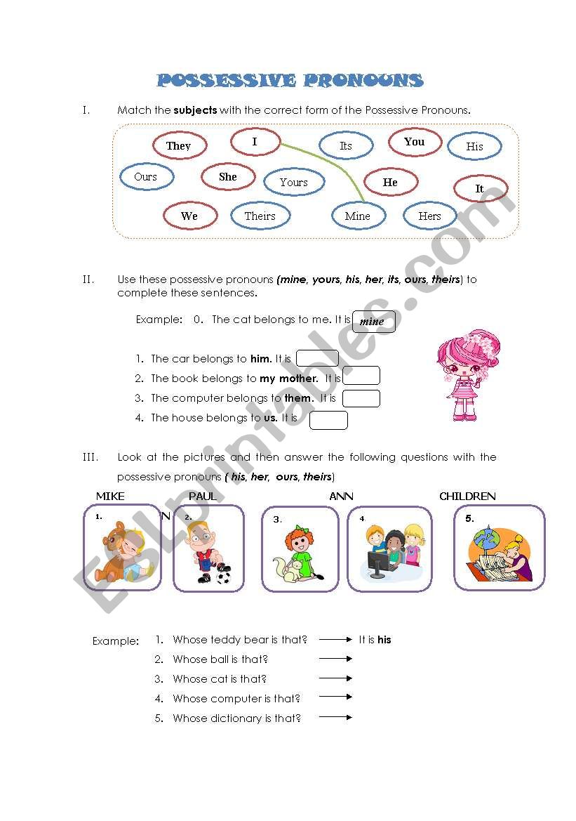 possesive pronounce worksheet