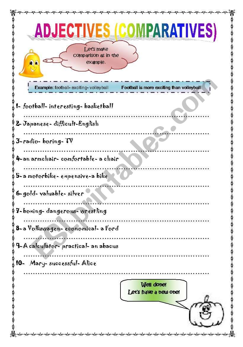 Adjectives(Comparativs) worksheet