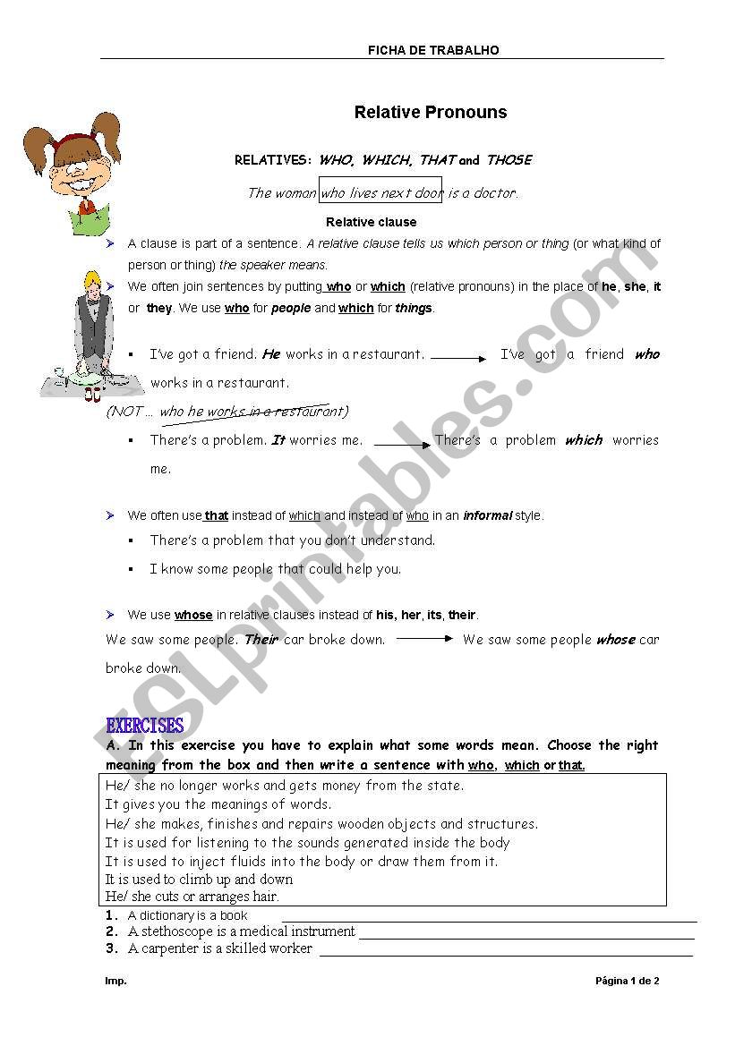 Relative Clauses worksheet