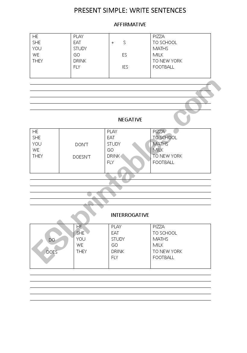 present simple worksheet