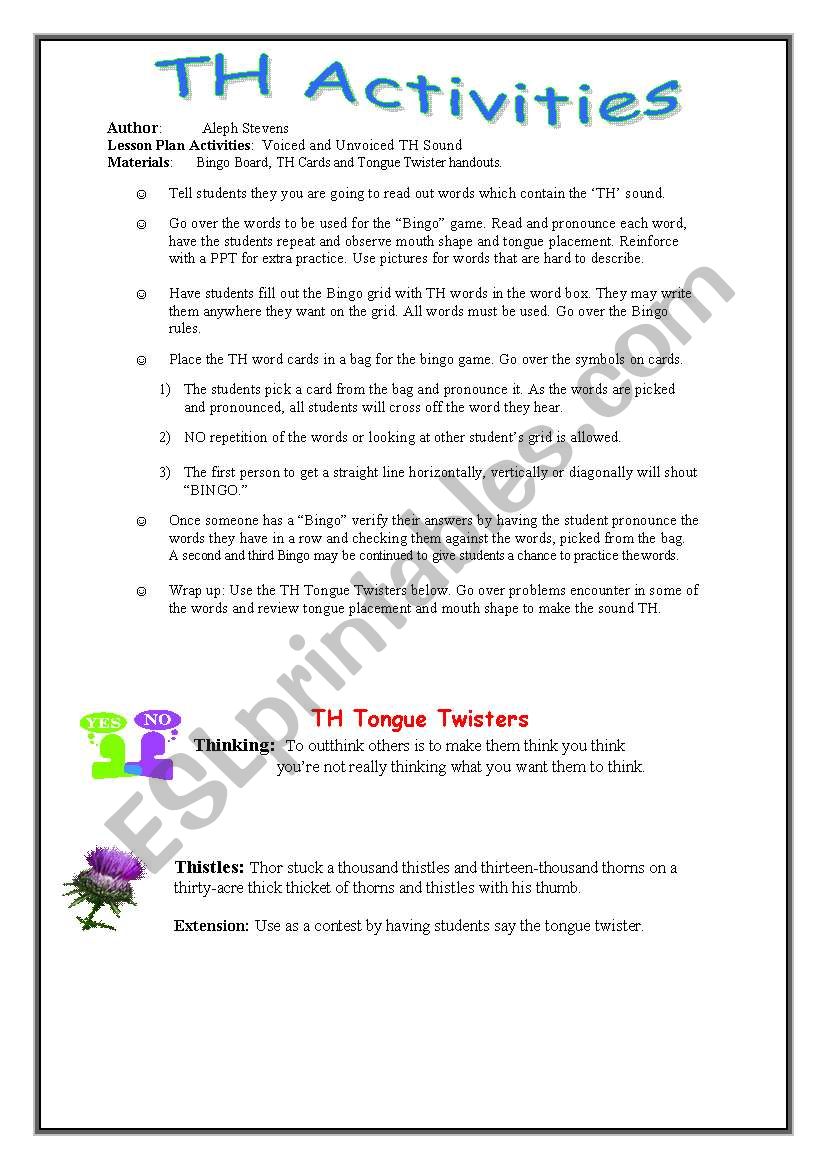 How To  Teach The TH Sound (UPDATED 7-03-2011) Part 2-Activities
